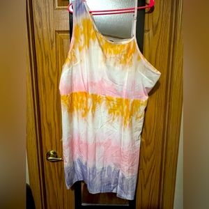 Woman’s Plus Suze Bloomchic Tye Dye Cold Shoulder Dress Size 2x